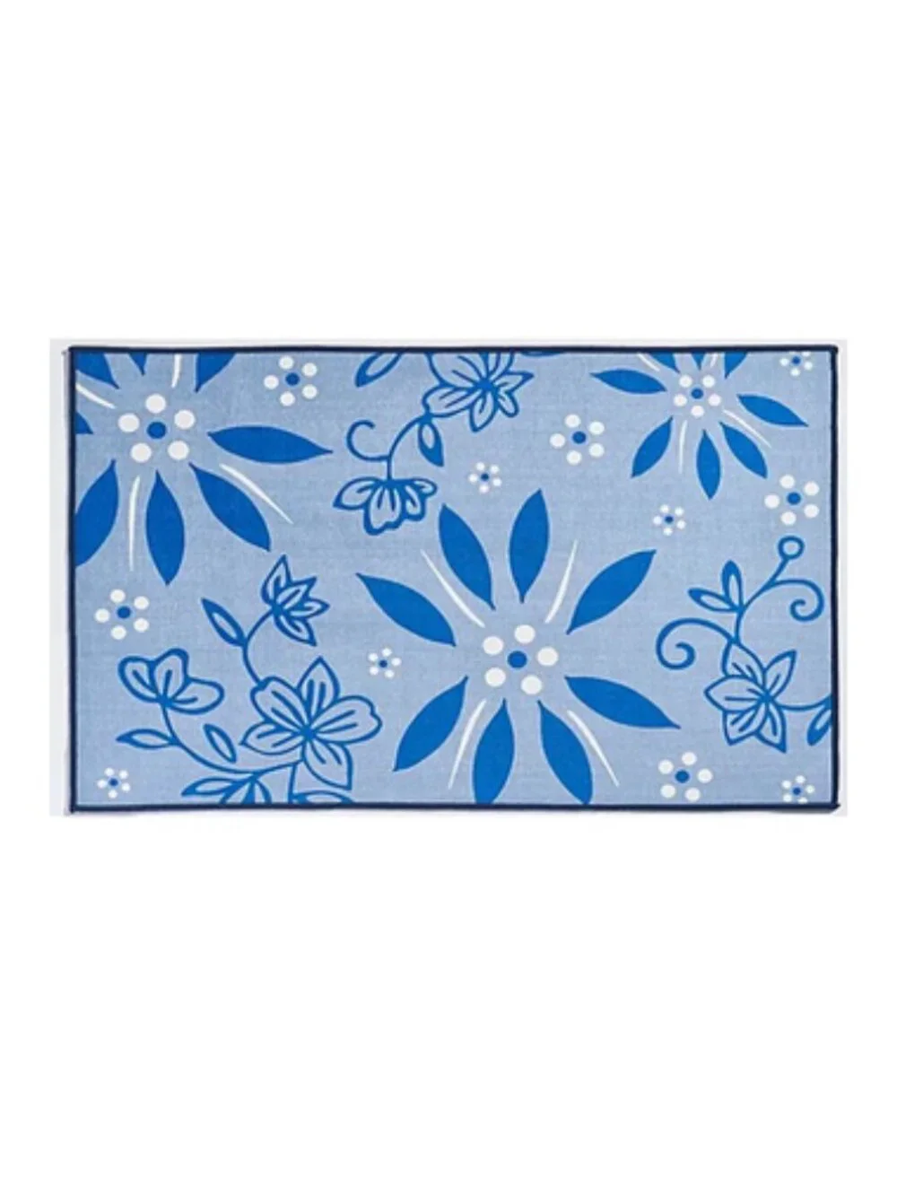 Temp-tations Flower 2'x3' Washable Gel Cushioning Nonslip Kitchen Mat Blue